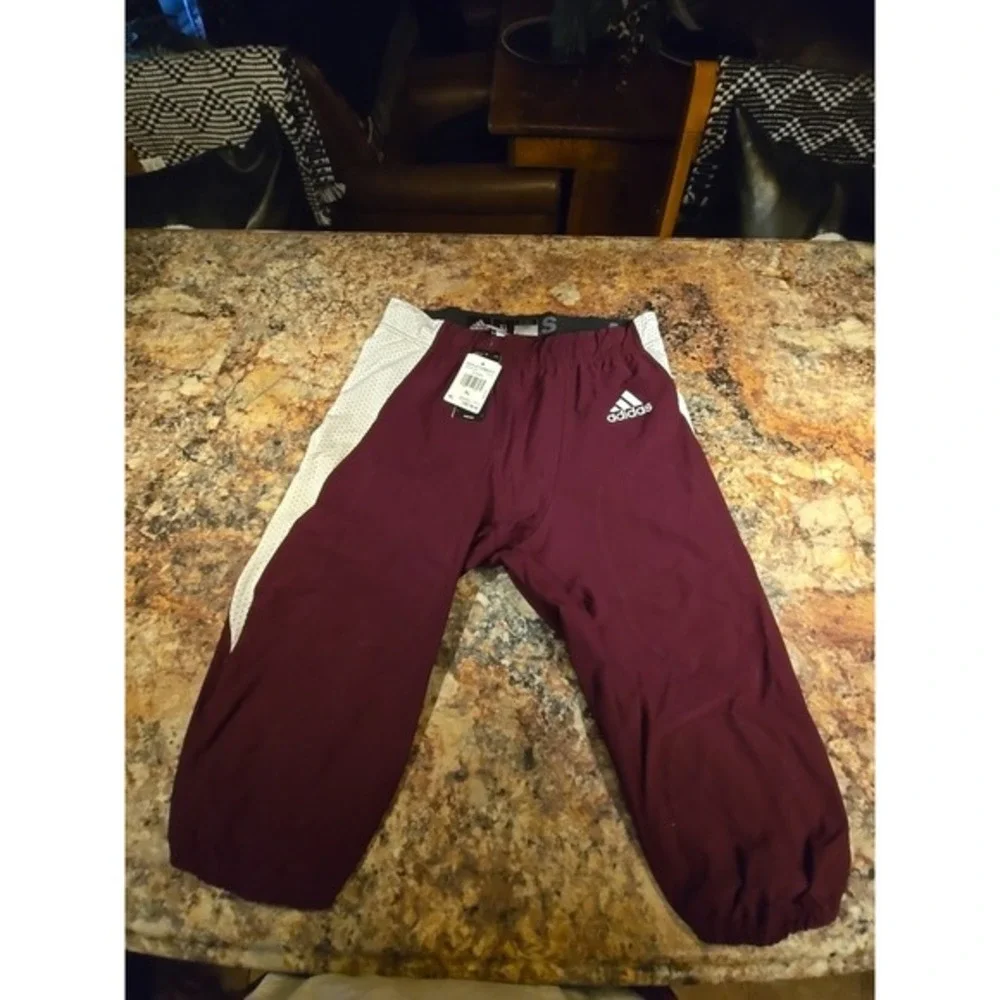 Adidas Woven A1‎ Stock Football Pants Burgandy White Mens Size XL 